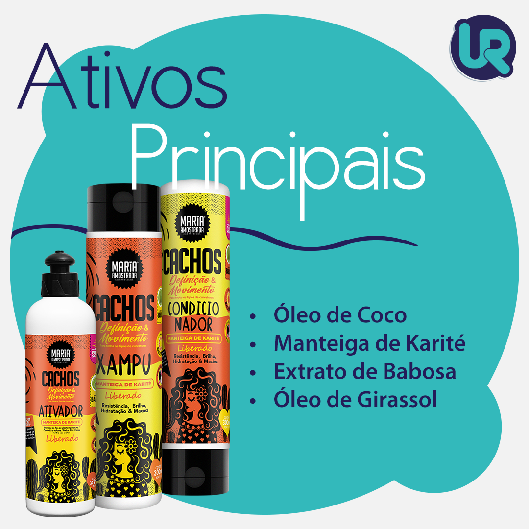 Kit Trio Cachos Amostrados (Shampoo, Cond. e Ativador 300ml)